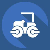 Icon Steam Roller. related to Civil Engineering symbol. long shadow style. design editable vector