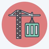 Icon Tower Crane. related to Civil Engineering symbol. color mate style. design editable vector