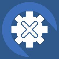 Icon Gear. related to Exclamation symbol. long shadow style. design editable vector