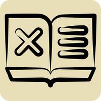 Icon Book. related to Exclamation symbol. hand drawn style. design editable vector
