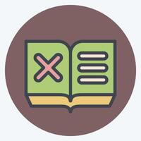 Icon Book. related to Exclamation symbol. color mate style. design editable vector