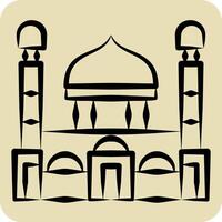 Icon Hazret Sultan Mosque. related to Kazakhstan symbol. hand drawn style. design editable vector
