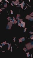 Memorial day with falling USA flag sign, vertical motion background, seamless loop video