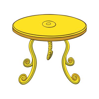 Golden table with spiral legs illustration
