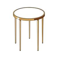 Illustration of Round Table with Gold Frame and Legs vector