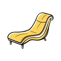 Yellow chaise lounge cartoon illustration on white background vector