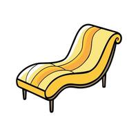CartoonStyle Yellow Chaise Lounge Illustration on White Background vector