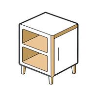 Isometric Minimalist Nightstand with Two Shelves and a Door vector