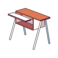 Isometric Desk Illustration with Open Storage for Workspace vector