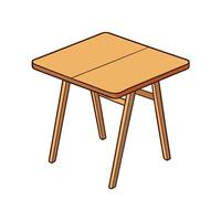 Cartoon illustration of a square wooden folding table vector