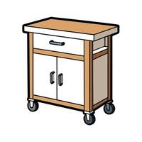 Rolling Kitchen Cart Illustration with Cabinet and Drawer vector