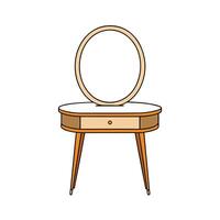 Retro Vanity Table with Mirror Illustration, Isolated vector