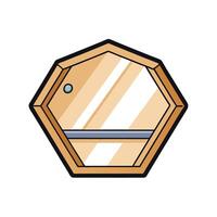 Cartoon Hexagon Mirror Interior Design with Frame and Shelf vector