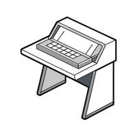 Retro Computer Terminal Workstation Vintage Tech Illustration vector