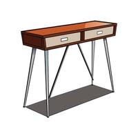 Modern console table with drawers and steel legs vector