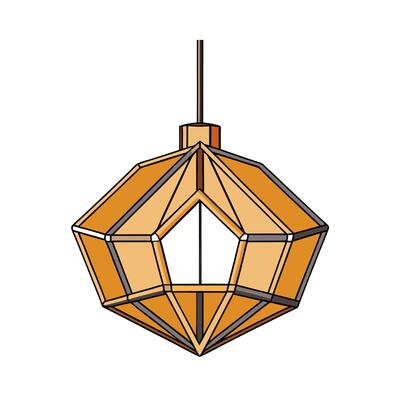 Geometric Hanging Light Fixture in Orange and White