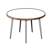 Illustration of round coffee table with tapered legs vector