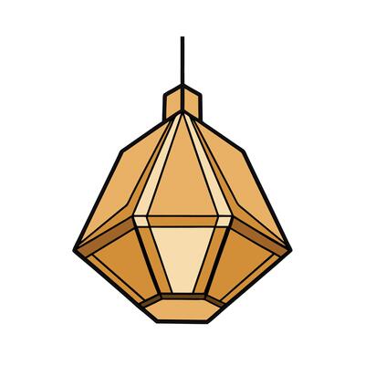Geometric Brown Hanging Light Fixture with Black Outline