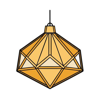 Hanging geometric light fixture, interior design element, art