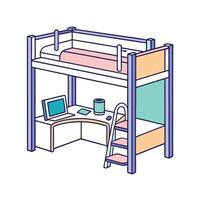 Stylish Loft Bed with Desk Functional Space Saver vector