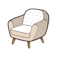 Stylish beige armchair with woven pattern illustration vector