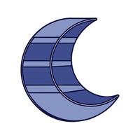 Blue Crescent Moon with Horizontal Pattern Illustration Design vector