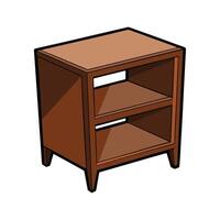 Cartoon Illustration of Brown Shelf Unit With Two Shelves vector