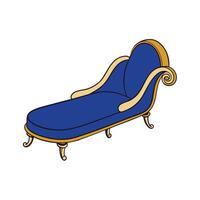 Elegant blue and gold chaise lounge illustration vector