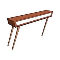 MidCentury Modern Console Table with Two Drawers Illustration vector