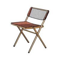 Folding chair illustration with seat and back mesh vector