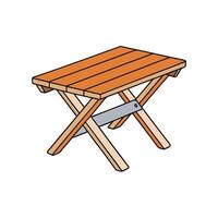Cartoon Folding Table Illustration Portable, Lightweight, and Easy Storage vector