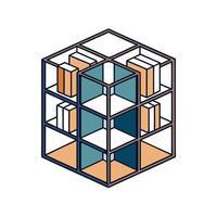 Abstract geometric cube with boxes in modern design vector
