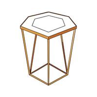 Modern Gold and White Hexagon Side Table Illustration vector