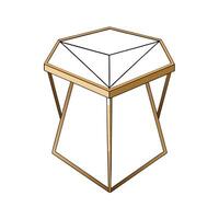 Modern Geometric Accent Table With Gold Frame Illustration vector