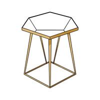 Modern Minimalist Hexagonal Side Table with Golden Metal Frame vector