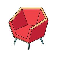 Retro Red Armchair Illustration with Light Green Legs vector