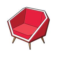 Retro red armchair illustration for graphic design vector