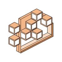 Impossible geometry with cubes, isometric drawing, optical illusion vector