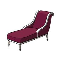 Elegant chaise lounge cartoon illustration, maroon color vector