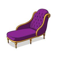 Elegant Purple Chaise Lounge with Gold Trim Illustration vector