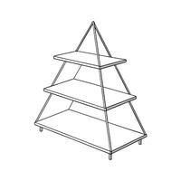 Modern Three Tiered Shelf Outline in White vector