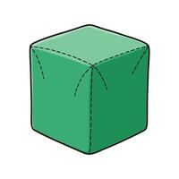Green Cartoonish Box or Cube with Dashed Lines vector