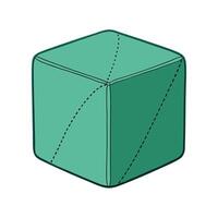 Aqua Cube Illustration with Dashed Lines and Borders vector