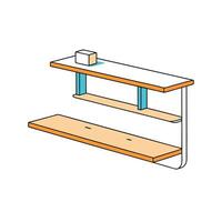 Modern floating wall shelves with box, isometric view vector