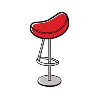 Modern Red Bar Stool on White Background, Isolated vector