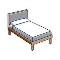 Isometric Bed Illustration with Headboard and Single Pillow vector