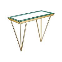 Modern console table with geometric legs and teal trim vector
