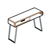 Isometric minimalist desk with drawer illustration vector