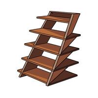 Wooden Display Rack with Multiple Shelves, Cartoon Style vector