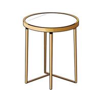 Modern Round Side Table with Gold Frame Illustration vector